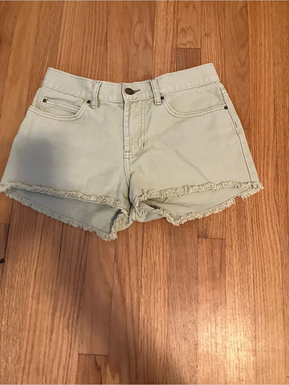 Billa Bong Frayed Hem Canvas Shorts in Light Sage
